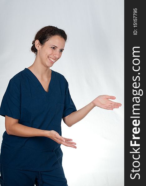 Healthcare Professional In Blue Scrubs
