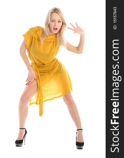 Beautiful Young Woman In Yellow Dress