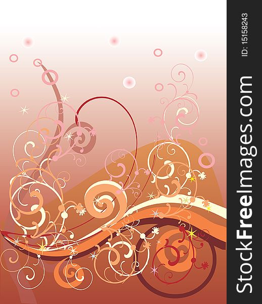 Abstract background with circles and curls. Abstract background with circles and curls