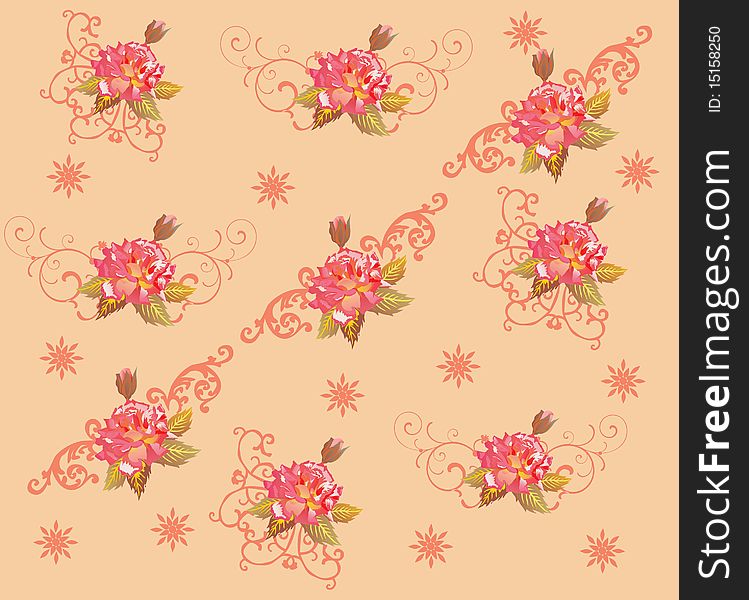 Illustration with red rose flower background. Illustration with red rose flower background