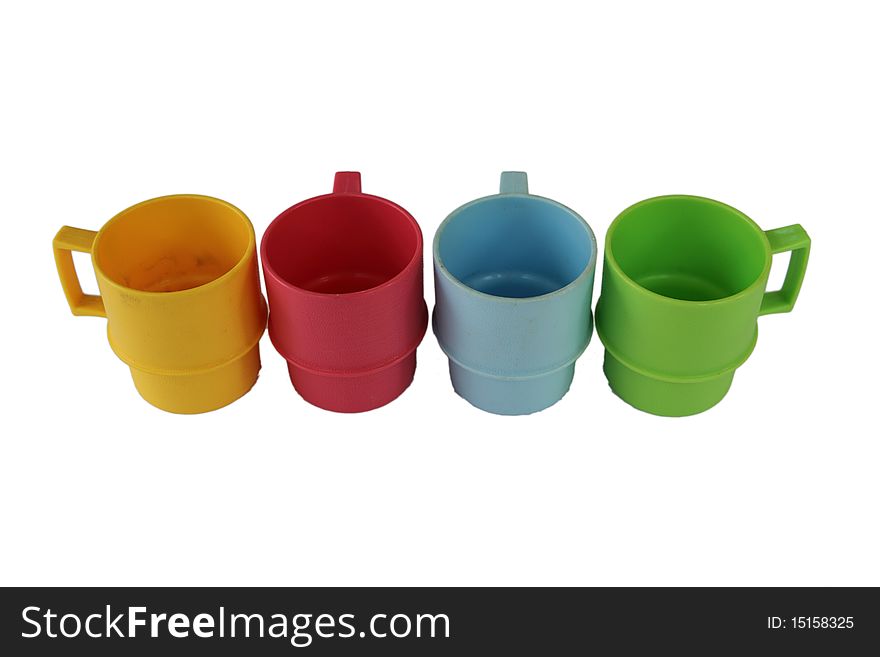 Multi-coloured tea cups