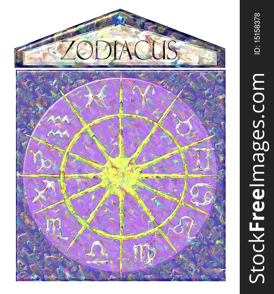 Elegant Isolated Sundial Of Zodiac