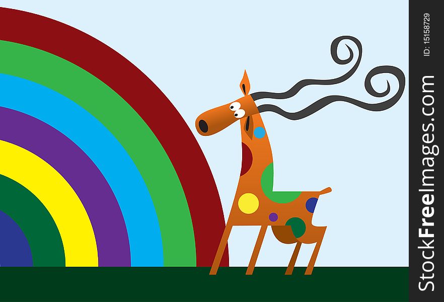 Magic antelope look at the rainbow