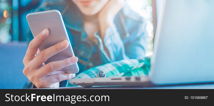 Women Hand Are Using Mobile Phones