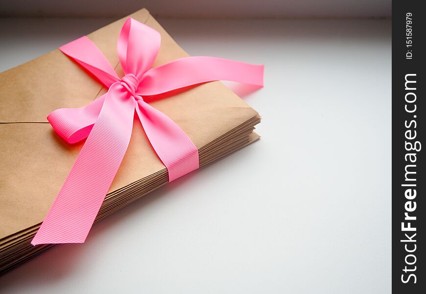 Gift envelope on the wooden floor, Homemade gift envelope