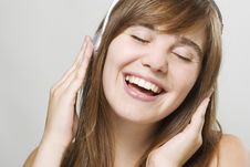 Young Woman Listening Music Stock Photos