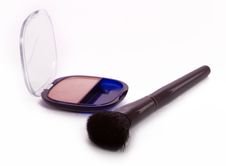 Cosmetic Brush And Blush Stock Photo