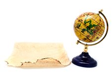 Old Paper And Globe Stock Photo