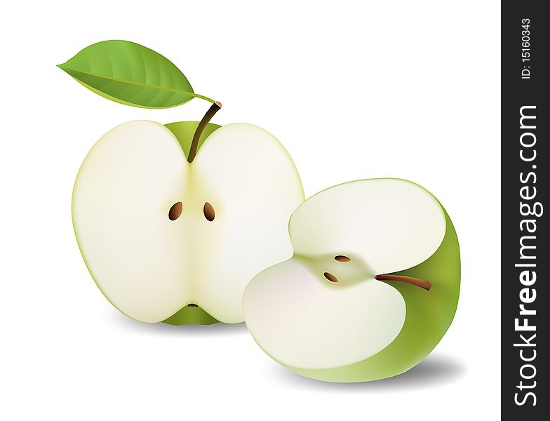 Two sliced apples. Vector illustration.
