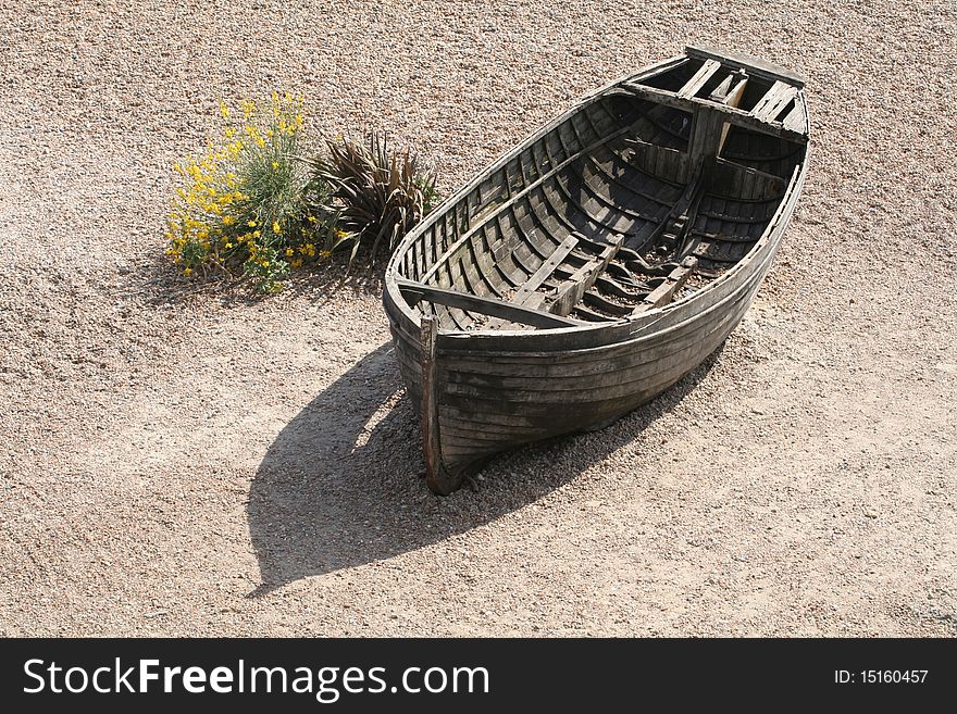 Abandoned boat on a dry beach . . . Abandoned boat on a dry beach . . .