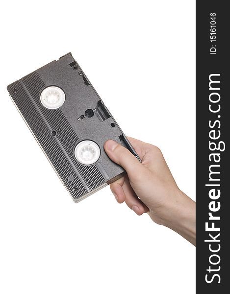 Hand with video cassette