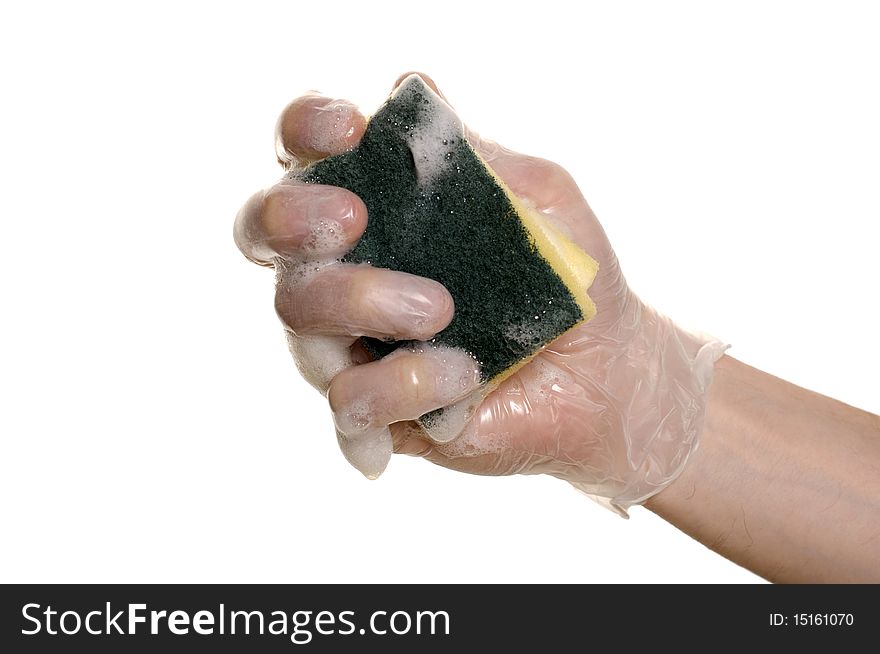 Household Sponge In A Hand