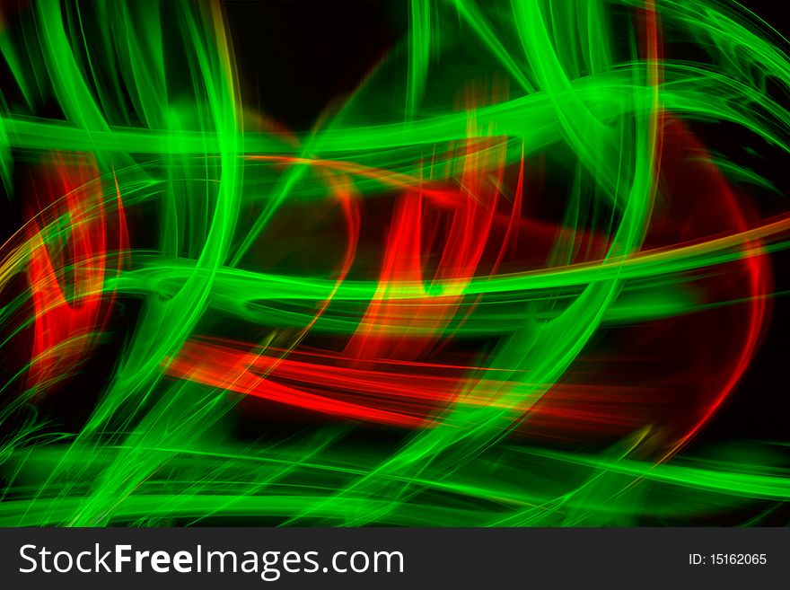 Illustration of red and green veils on a black background