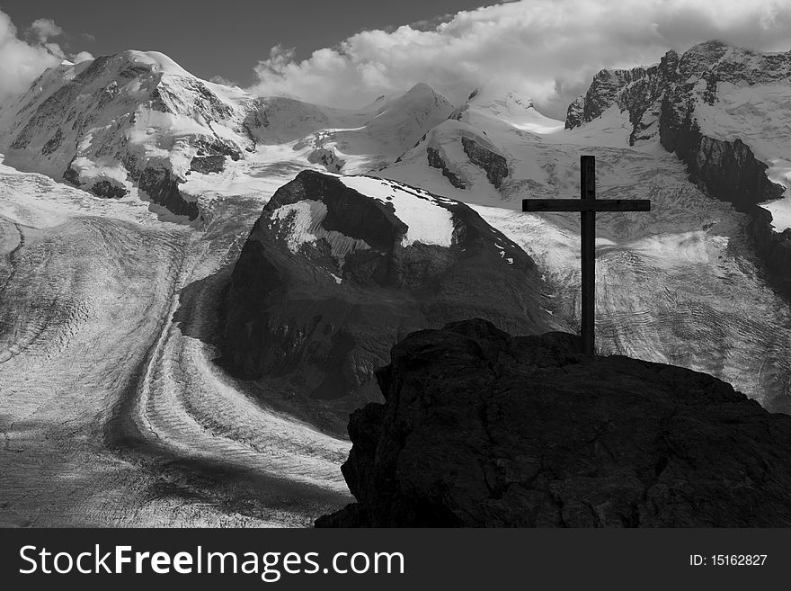 View of the ridges of the Alps, Switzerland.