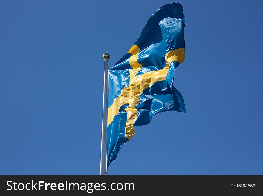 Swedish national flag in wind. Swedish national flag in wind