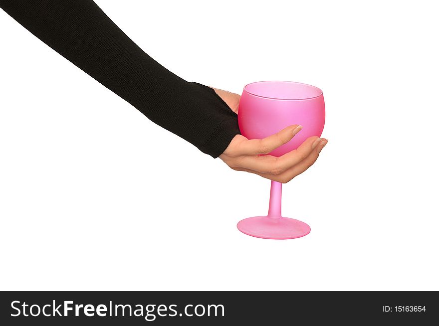 Woman giving a empty glass for taking a punch