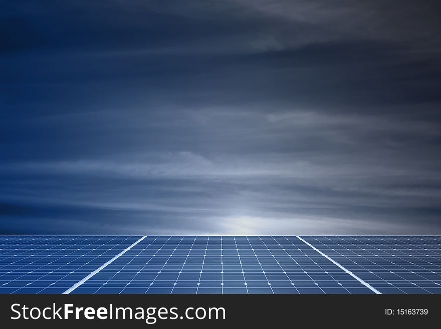 Solar cell against cloudy sky