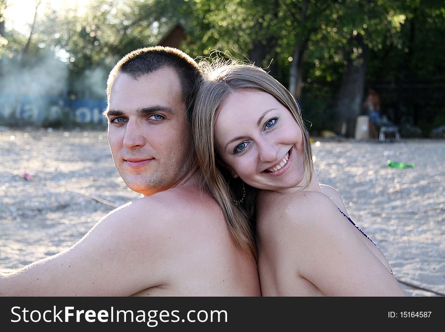 Portrait of a happy young couple outdoor