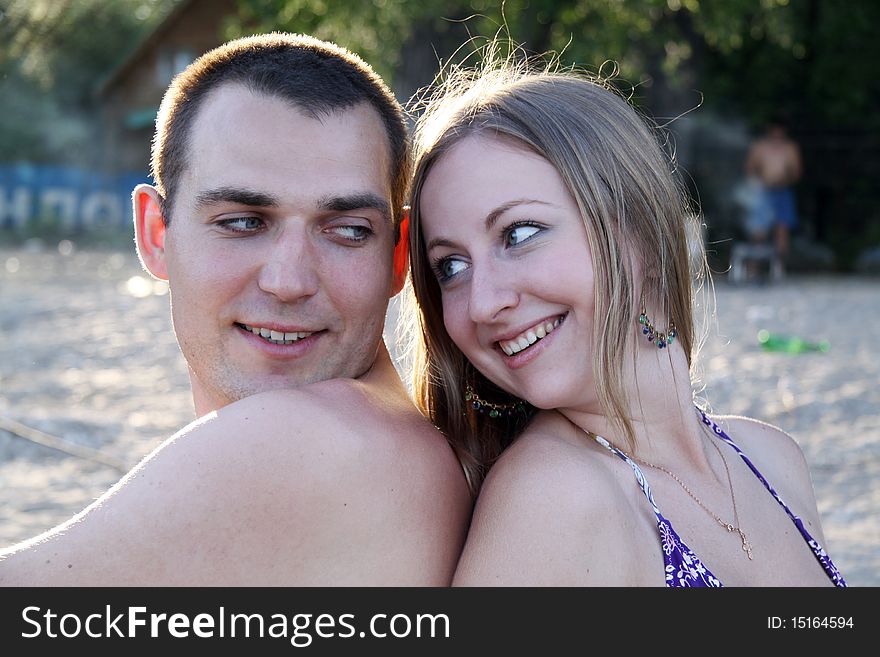 Portrait of a happy young couple outdoor