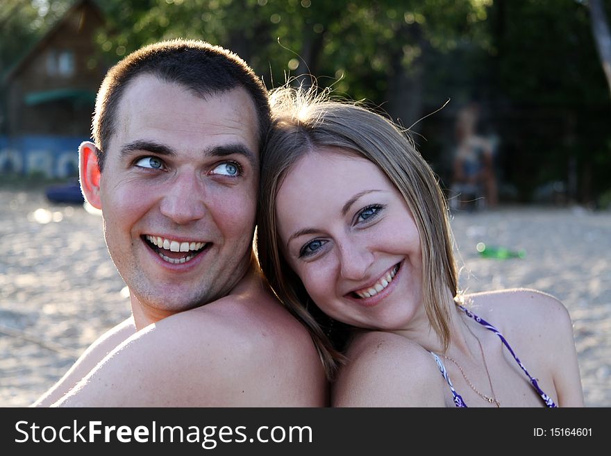 Portrait of a happy young couple outdoor