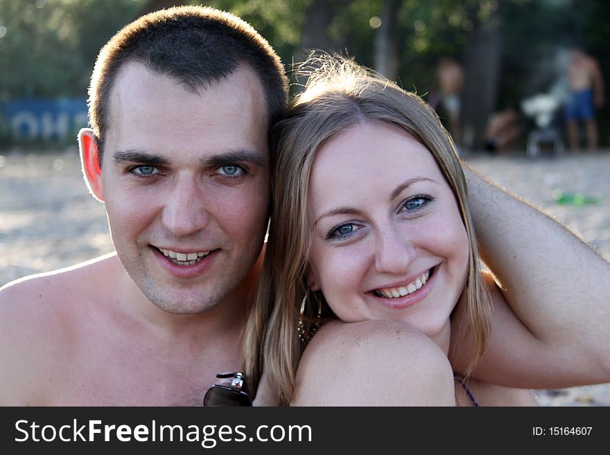 Portrait of a happy young couple outdoor