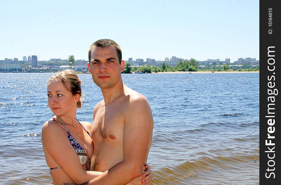 Portrait of a happy young couple outdoor