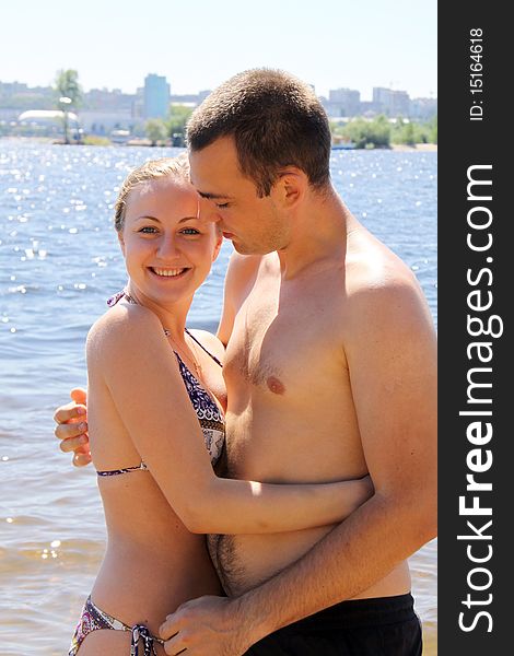 Portrait of a happy young couple outdoor