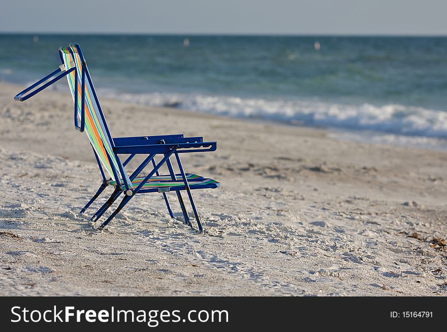 Two empty beach chairs in Florida. Two empty beach chairs in Florida.