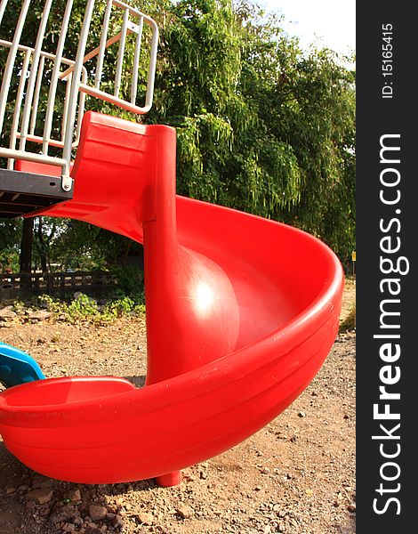 Red slide in the playground