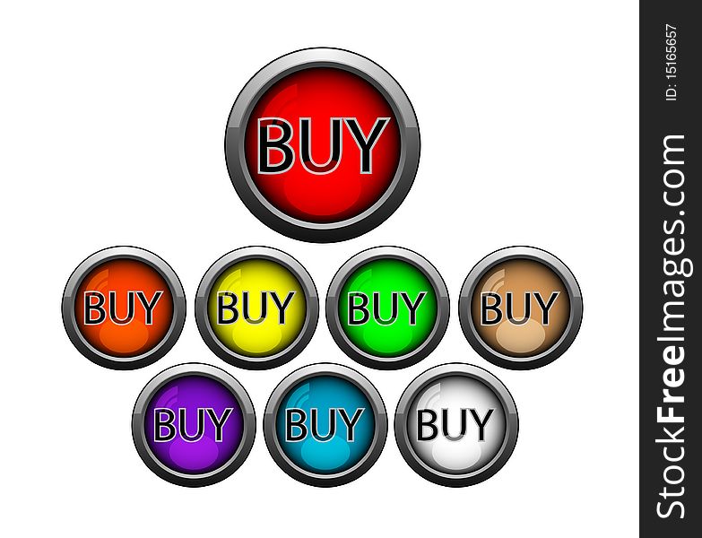 Buy buttons isolated over white. Buy buttons isolated over white