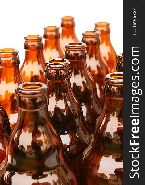 Beer bottles isolated on white background.