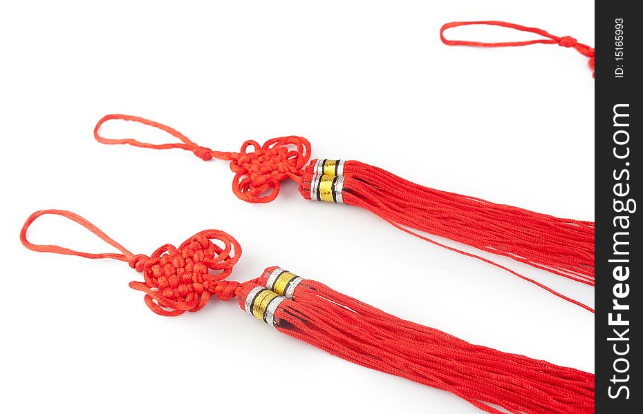 Red tassels of China knot - a kind of adornment in festival