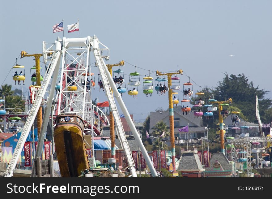 Sunny day ride on amusement park people mover in California. Sunny day ride on amusement park people mover in California