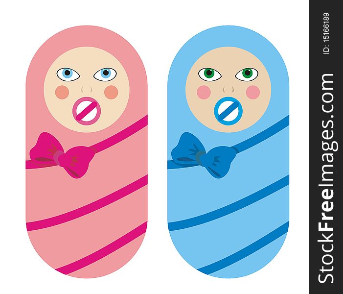 Vector work. child wrapped in swaddling clothes. Vector work. child wrapped in swaddling clothes.