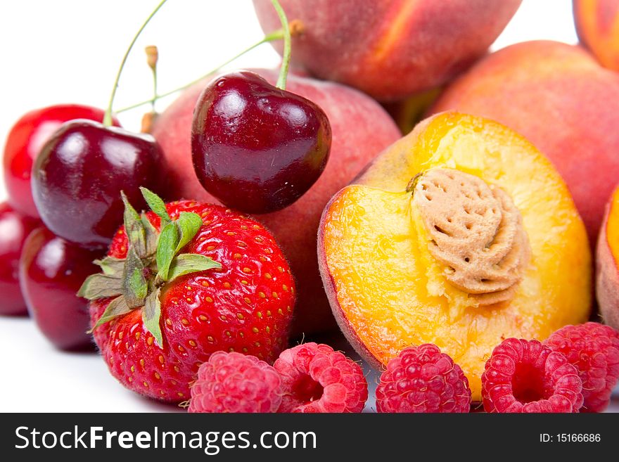 Fresh fruits isolated on a white background