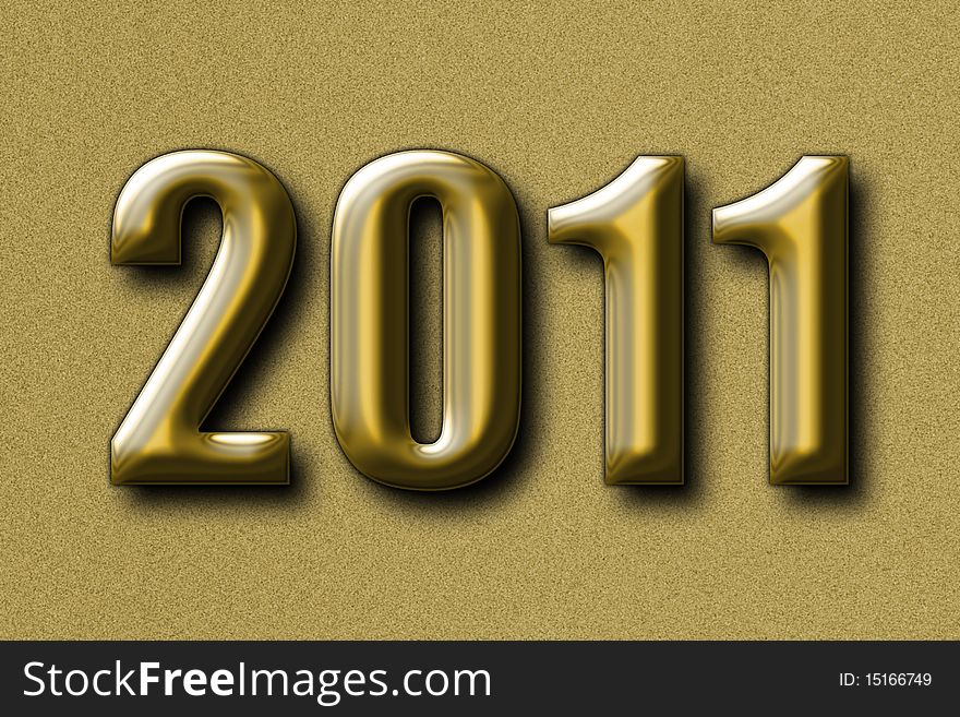 The year 2011 in golden chrome. The year 2011 in golden chrome