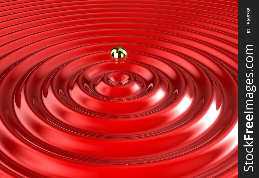Illustration of a water drop and wave from it