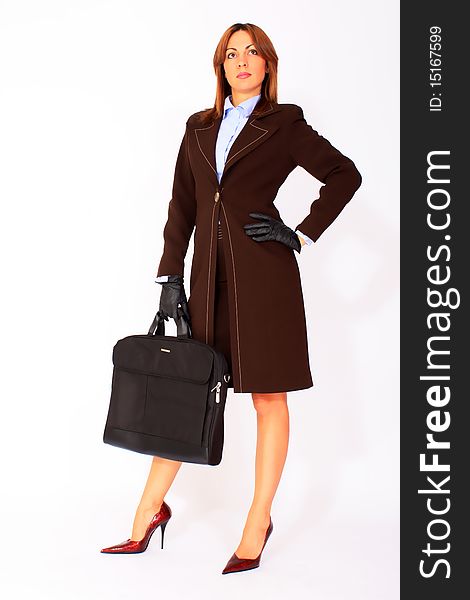Portrait of modern business woman with briefcase. Portrait of modern business woman with briefcase