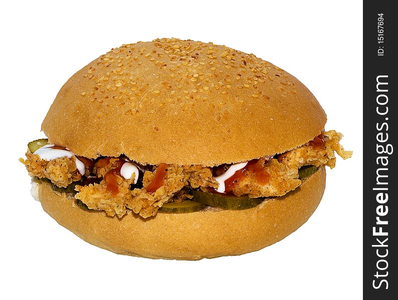 Chicken Sandwich on a White Background