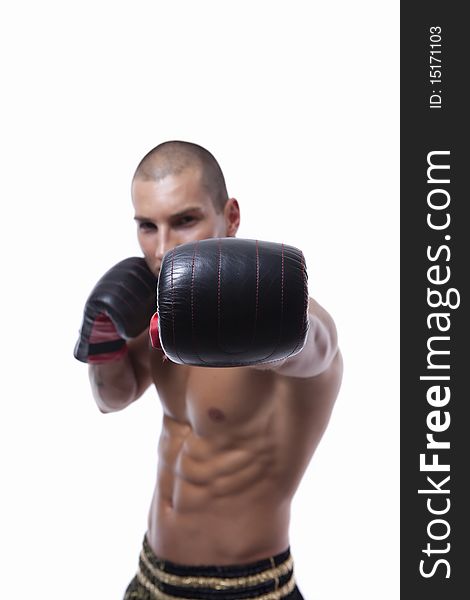 Young man with muay thai gloves