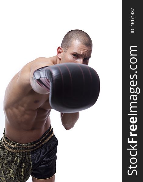 Young man with muay thai gloves
