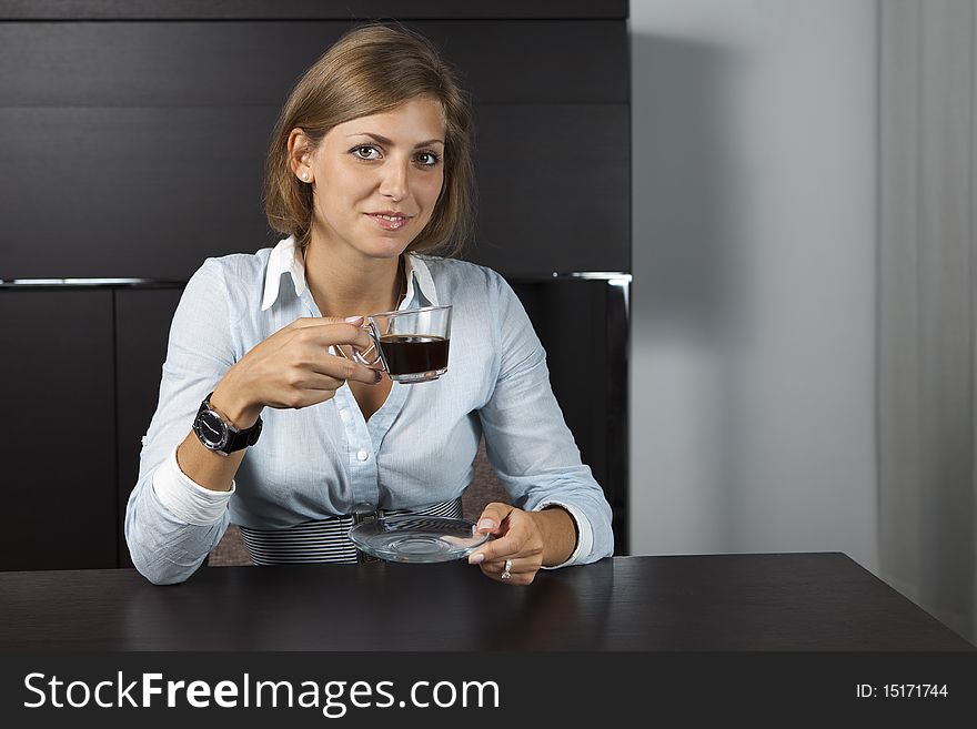 Young female with coffee cup