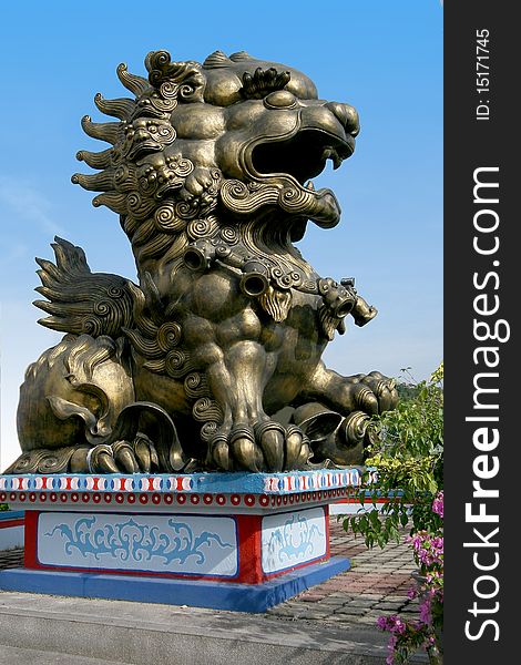 Lion statue in buddha temple