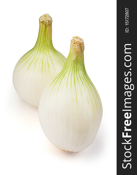 Onions on a white isolated with a path