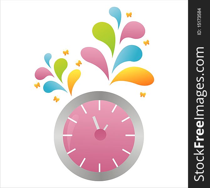 Colorful clock background with splash