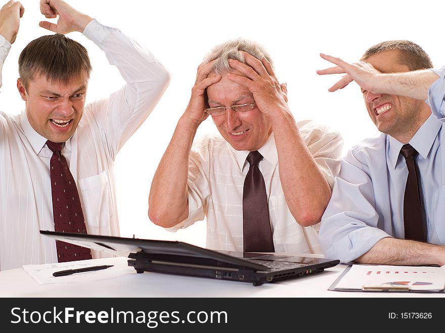 Businessmen Working  On A White Background