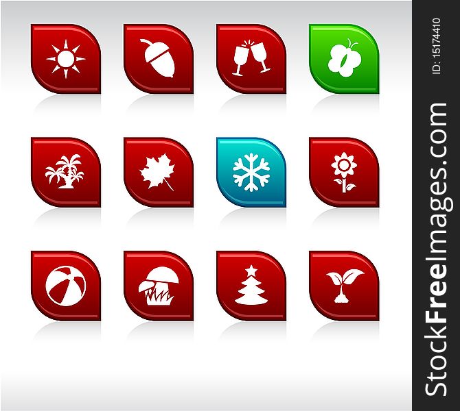 Seasons set of leaf color icons. Seasons set of leaf color icons.