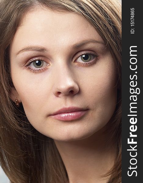 Young woman with makeup closeup macro shot portrait. Young woman with makeup closeup macro shot portrait