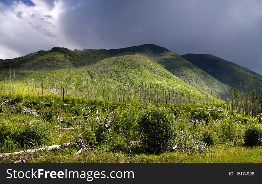 Dark clouds over hills in Montana. Dark clouds over hills in Montana