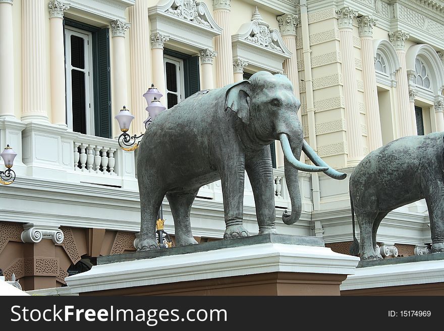 Elephant statue in Wat Phra Kaew in Bangkok, Thailand